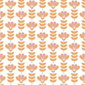 Medium Scale Peach and Pink Scandi Mod Flowers