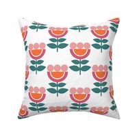 Large Scale Pink and Orange Mod Scandi Flowers 