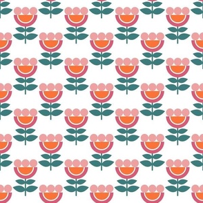 Medium Scale Pink and Orange Mod Scandi Flowers