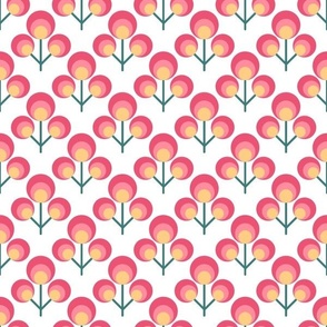 Medium Scale Pink and Golden Yellow Mod Scandi Flowers