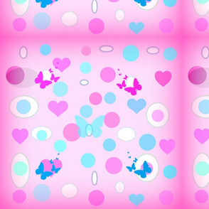 pink_background_with colored dots and butterflies