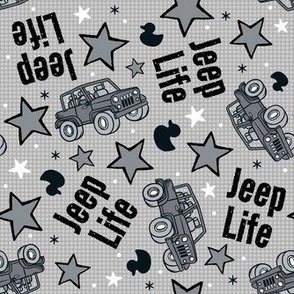 Large Scale Jeep Life 4x4 Adventure Off Road Vehicles in Grey