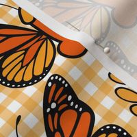 Bigger Scale Sassy Monarch Butterflies Yellow Gingham