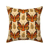 Bigger Scale Sassy Monarch Butterflies Yellow Gingham