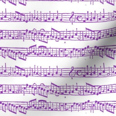 Smaller Scale Handwritten Sheet Music in Purple and White