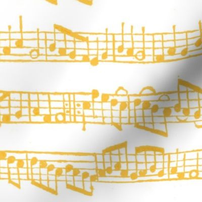 Bigger Scale Handwritten Sheet Music in Yellow Gold and White