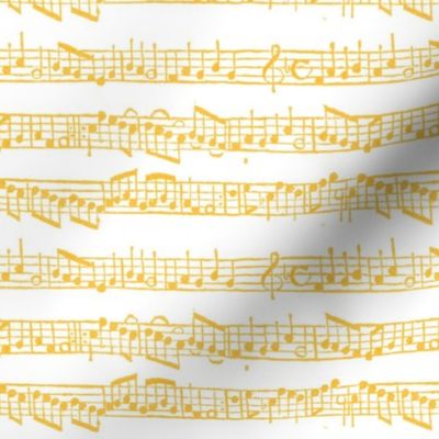 Smaller Scale Handwritten Sheet Music in Yellow Gold and White