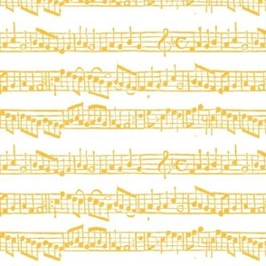 Smaller Scale Handwritten Sheet Music in Yellow Gold and White