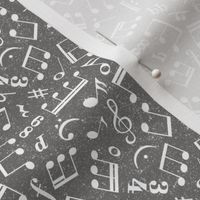 Small Scale Music Notes Dark Grey and White