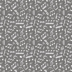 Small Scale Music Notes Dark Grey and White