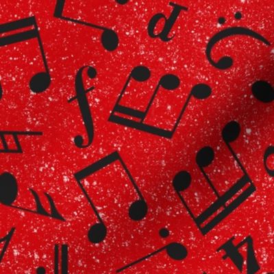 Large Scale Music Notes Red and Black