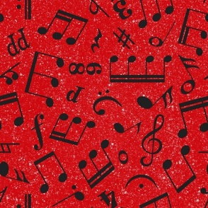 Large Scale Music Notes Red and Black