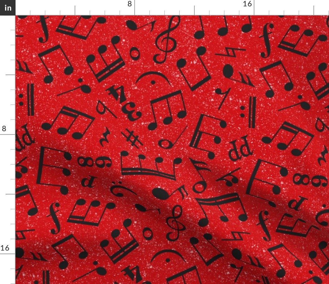 Large Scale Music Notes Red and Black