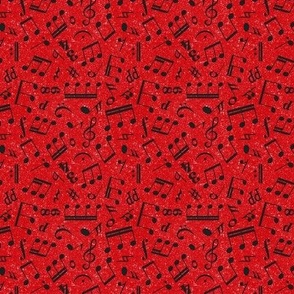 Small Scale Music Notes Red and Black