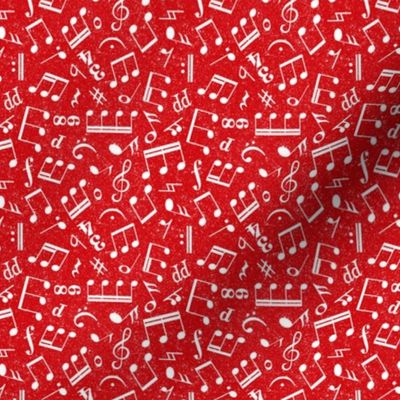 Small Scale Music Notes Red and White