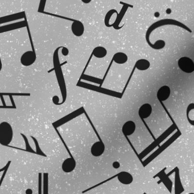 Large Scale Music Notes Grey and Black