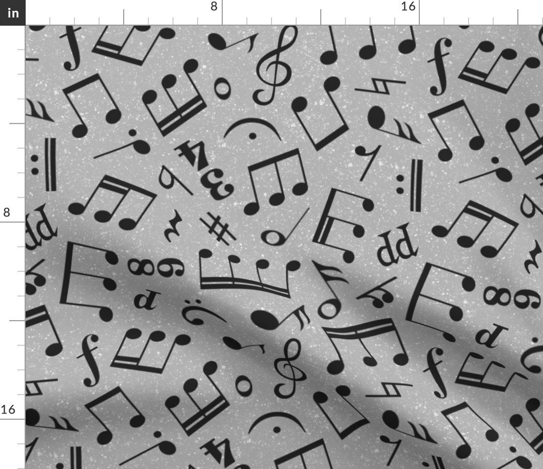 Large Scale Music Notes Grey and Black