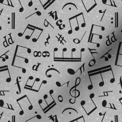 Medium Scale Music Notes Grey and Black