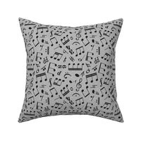 Medium Scale Music Notes Grey and Black