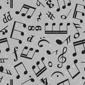 Medium Scale Music Notes Grey and Black