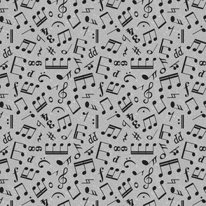 Small Scale Music Notes Grey and Black