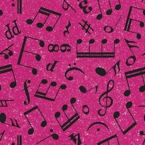 Medium Scale Music Notes Black and Shocking Pink