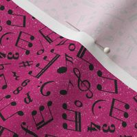 Small Scale Music Notes Black and Shocking Pink