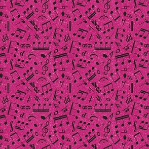 Small Scale Music Notes Black and Shocking Pink