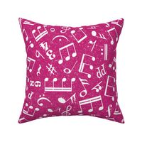 Large Scale Music Notes White and Shocking Pink