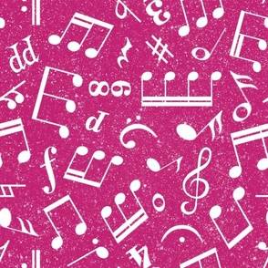 Large Scale Music Notes White and Shocking Pink