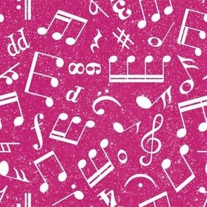 Medium Scale Music Notes White and Shocking Pink