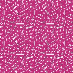 Small Scale Music Notes White and Shocking Pink