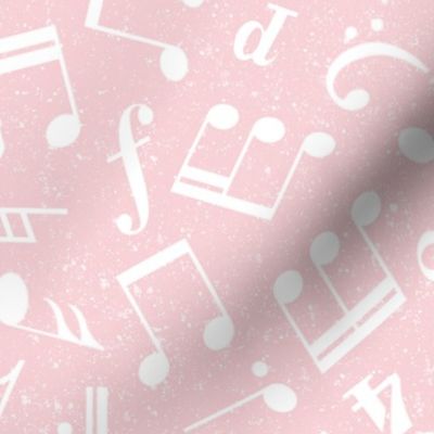 Large Scale Music Notes Light Pink and White