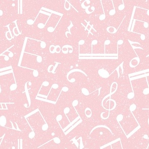 Large Scale Music Notes Light Pink and White