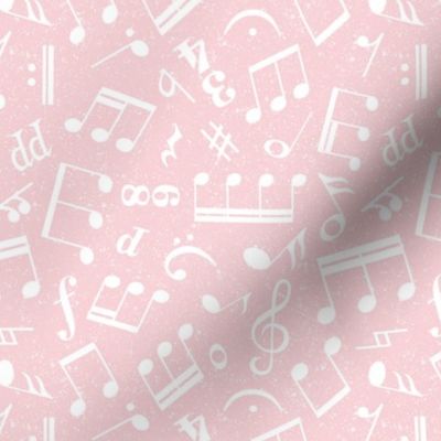 Medium Scale Music Notes Light Pink and White