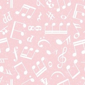 Medium Scale Music Notes Light Pink and White