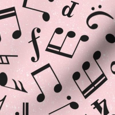 Large Scale Music Notes Light Pink and Black