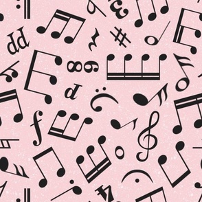 Large Scale Music Notes Light Pink and Black