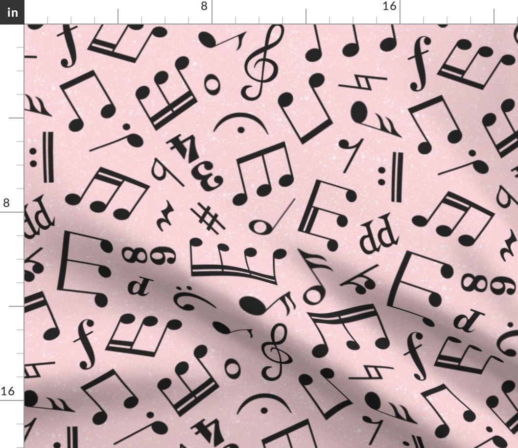 Large Scale Music Notes Light Pink and Black