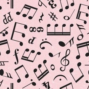 Medium Scale Music Notes Light Pink and Black