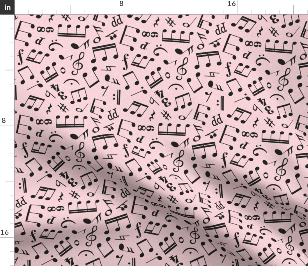 Medium Scale Music Notes Light Pink and Black