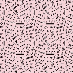 Small Scale Music Notes Light Pink and Black