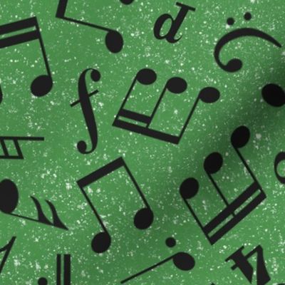 Large Scale Music Notes Green and Black