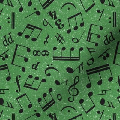Medium Scale Music Notes Green and Black