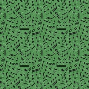 Small Scale Music Notes Green and Black