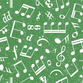 Large Scale Music Notes Green and White