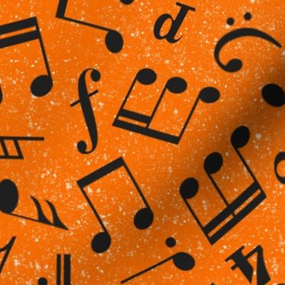 Large Scale Music Notes Orange and Black