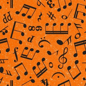 Large Scale Music Notes Orange and Black