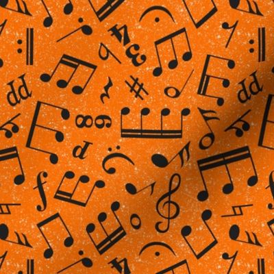 Medium Scale Music Notes Orange and Black