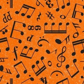 Medium Scale Music Notes Orange and Black